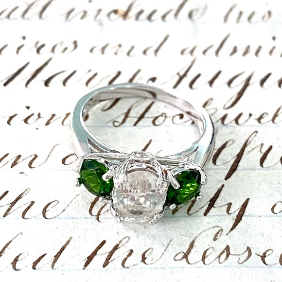 Stunning Sterling Silver 925 Three Stone Ring Thailand Size 5 - Picture 9 of 9